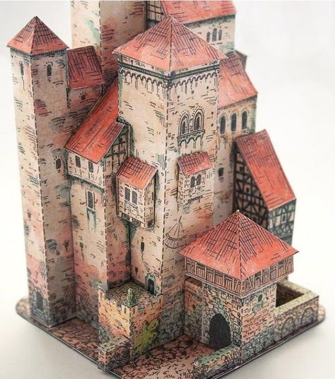 Castle Model Diy, Free Paper Models Building, Papercraft Printable Free Paper Models, Paper Castle Template, Castle Papercraft, Castle Template, Paper Model Architecture, Paper Models House, Paper Diorama