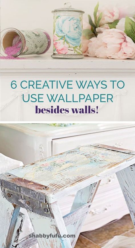 Do you love the wallpaper that is out there these days? If you have some left over pieces, don't toss them but do this instead!   #wallpaper #wallpapercrafts #wallpaperdiy #floralwallpaper #sff225 Ways To Use Wallpaper, Renters Decorating, Wallpaper Crafts, Patterned Wall, Diy Projects To Sell, Decoupage Diy, Wallpaper Project, Our First Home, Diy Projects For Kids