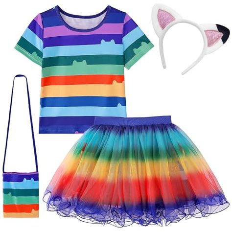 Rainbow Tutu Dress, Rainbow Tutu, Cat Ears Headband, 1 Birthday, Ears Headband, Cosplay Halloween, Dress For Girls, Tutu Dress, Outfit Set