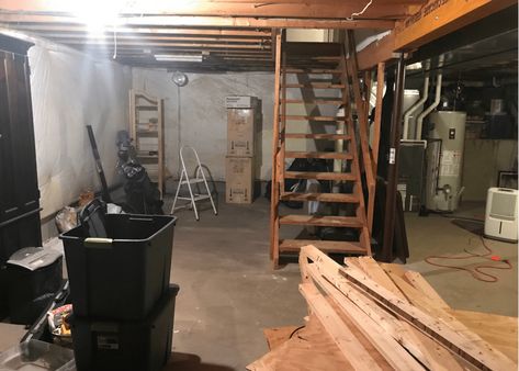 Furnace Room Makeover, Diy Basement Bathroom, Basement Remodeling Before And After, Cheap Basement Remodel, Furnace Room, 1920 Home, Fake Walls, Basement Bathroom Remodeling, Small Basement Remodel