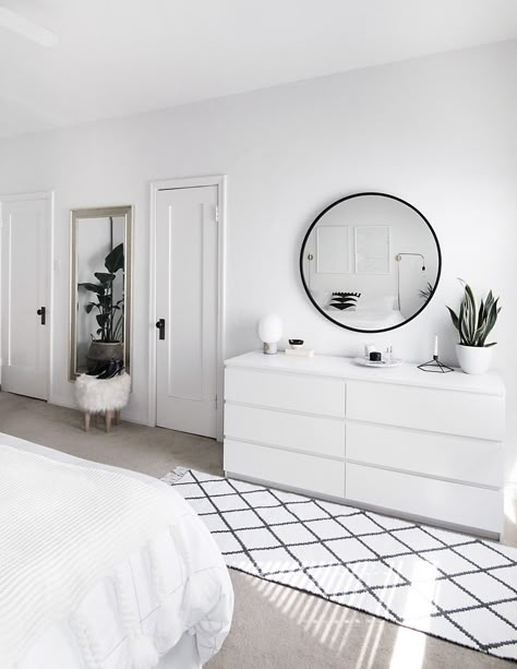 pinterest: @mylittlejourney | tumblr: @toxicangel | twitter: @stef_giordano | ig: @stefgphotography Minimalist Bedroom Decor, Modern Minimalist Bedroom, Scandinavian Bedroom, Mirror On The Wall, White Bedroom, Minimalist Bedroom, Design Case, 인테리어 디자인, Bedroom Inspo