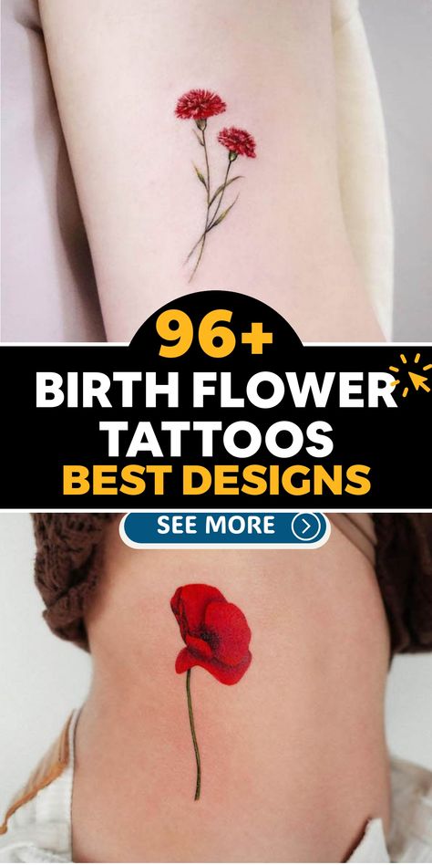 Delve into the captivating world of birth flower tattoos, each uniquely crafted to resonate with your birth month. Explore an array of exquisite floral designs symbolizing personal traits aligned with each month. Whether it's the ethereal snowdrop embodying January or the lively marigold symbolizing October, there's a birth flower tattoo brimming with significance and charm waiting for you. Discover how these floral symbols can beautifully intertwine with your individuality, making a statement t March Birth Flower Tattoo, Honeysuckle Tattoo, Gladiolus Tattoo, Marigold Tattoo, Water Lily Tattoos, Carnation Tattoo, Full Hand Tattoo, Daffodil Tattoo, Chrysanthemum Tattoo