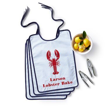 Lobster Bibs, Set of 4 Lobster Bib, Travel Tech Organizer, Spa Food, Lobster Bake, Seafood Bake, Lobster Design, Mark And Graham, Summer Celebration, Bib Set