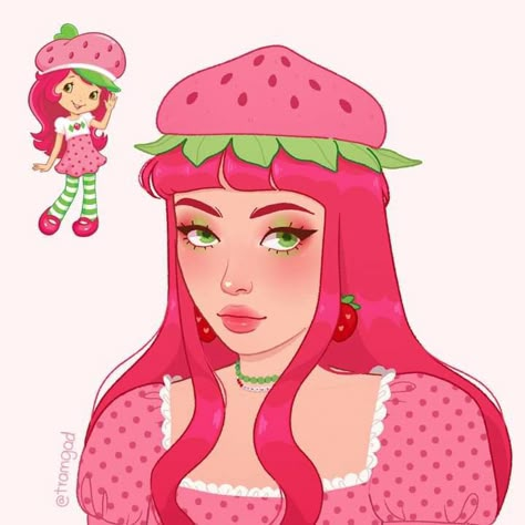 Pink Hair Characters Cartoon, Pink Haired Cartoon Characters, Pink Haired Halloween Costumes, Pink Haired Characters Halloween, Pink Hair Character Cartoon, Pink Hair Cosplay Characters, Strawberry Shortcake Cartoon Aesthetic, Halloween Costumes Pink Hair, Halloween Costume Pink Hair