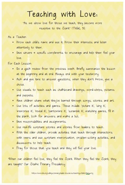 A handout for a primary teacher in-service including using effective teaching strategies for children while teaching by the spirit. These would be great ideas for teaching young children during FHE as well. Pulled from resources on LDS.org.  Direct free PDF download link. Lds Stake Primary Presidency, Lds Primary Handouts, Lds Primary Quotes, Lds Primary Teacher Training, Primary Leadership Training Ideas, Stake Primary Leadership Training Ideas, Teacher Training Primary, Primary Teacher Training, Lds Primary Presidency