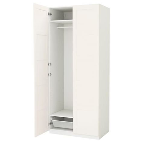 PAX Wardrobe - white, Bergsbo white - IKEA Pax Corner Wardrobe, Pax Planner, Armoire Pax, Armoire Ikea, Functional Mudroom, Pax System, Armoire D'angle, Ikea Wardrobe, Ikea Pax Wardrobe