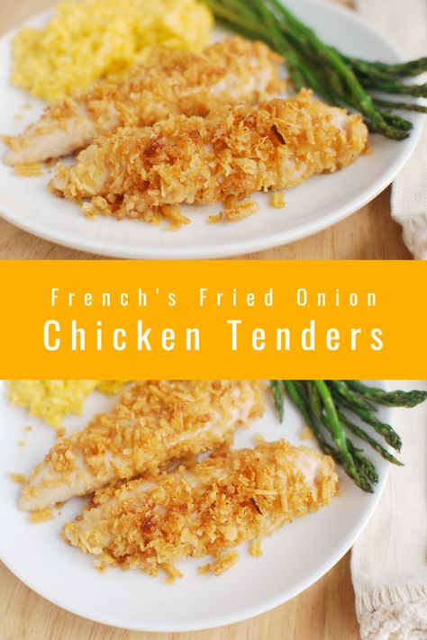 Chicken Fried Onion Recipe, Chicken With Fried Onion Coating, Chicken Fried Onions, French's Fried Onion Chicken, French Fried Onion Chicken Tenders, French Fries Onion Chicken, Crispy Fried Onion Chicken, Frenches Onion Chicken, Frenchs Crispy Fried Onions Recipes