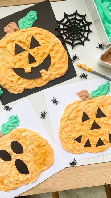 Shaving Cream And Glue, Puffy Paint Crafts, Diy Puffy Paint, Shaving Cream Painting, Prek Crafts, Pumpkin Activities, Fun Halloween Crafts, Painting Activities, Pumpkin Carving Templates