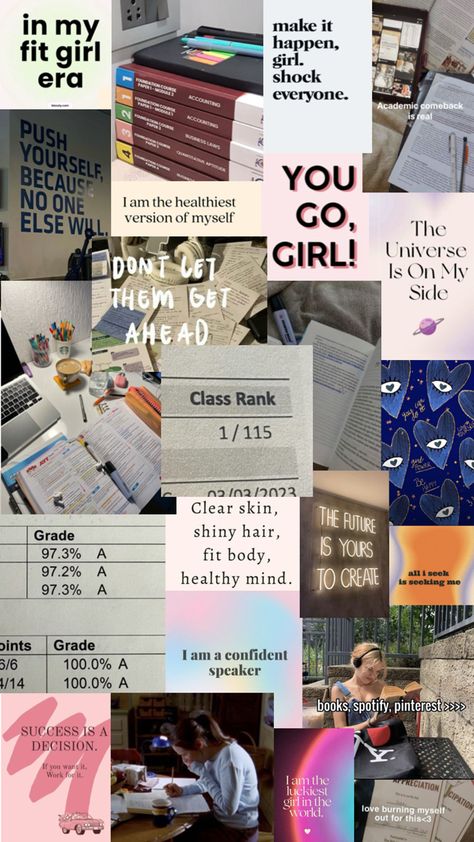 Teen Vision Board, Simple Vision Board, Vision Board Themes, College Vision Board, Positive Quotes Wallpaper, Habit Tracker Bullet Journal, Life Vision Board, Academic Achievement, Future Jobs