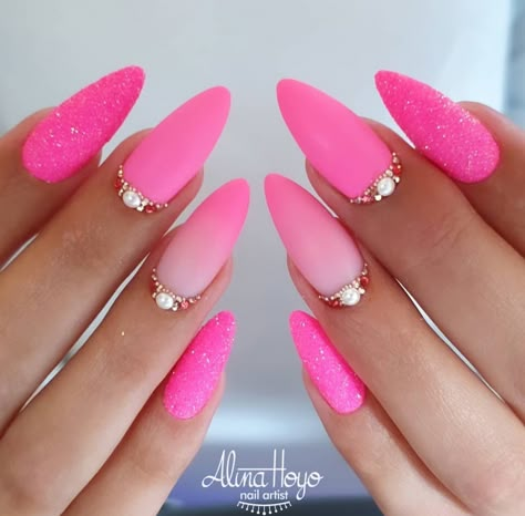 Bright Summer Acrylic Nails, Neon Pink Nails, Bridal Nail Art, Summer Acrylic Nails, Pink Nail, Pink Acrylic Nails, Bridal Nails, Nail Polishes, Best Acrylic Nails