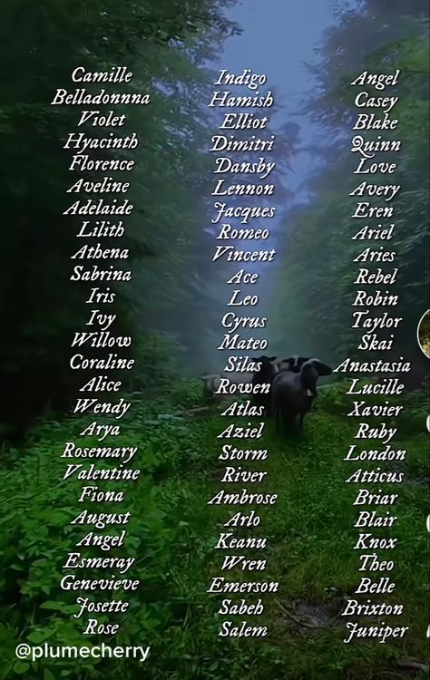 Female Sorceress Names, Witch Names Ideas Girl, Druid Names Female, Nature Last Names, Gothic Names, Mythical Names, Witchy Names, Werewolf Name, Oc Names