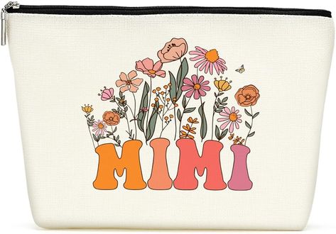 Retro Flower Mothers Day Birthday Gifts for Mimi Funny Grandma Gifts from Granddaughter Makeup Bag Cosmetic Bag Retirement Wedding Anniversary Appreciation Gifts for Women Grandma Nana Grandmother - makeup bags