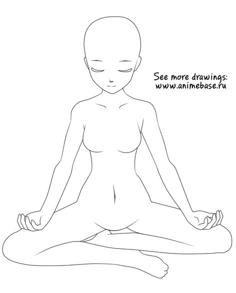 https://www.animebase.ru/ Girl Meditating, Fashion Illustration Poses, Meditation Poses, Body Pose Drawing, Anime Base, Body Poses, Art Base, Book Art Drawings, Drawing Base