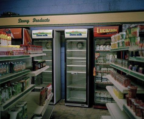 Dipper Pines, Cinematic Photography, Gas Station, Gravity Falls, Grocery Store, Small Towns, Film Photography, Interior Exterior, Refrigerator