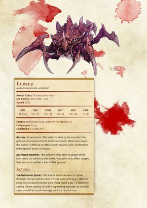 Dnd 5e Lurker D&d Monsters Homebrew, Homebrew Monsters, Dnd Monster, Witcher Wallpaper, Monster Manual, Dnd Stats, Dnd Races, Dungeons And Dragons 5e, Dungeons And Dragons Classes