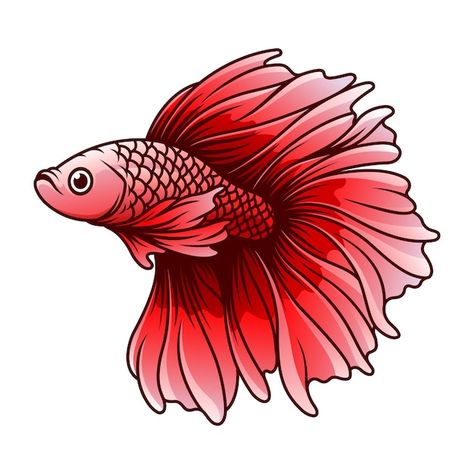 Beta Fish Drawing Simple, Betta Fish Illustration, Isopod Art, Betta Fish Drawing, Beta Fish Tattoo, Beta Fish Drawing, Fish Vector Art, Cloisonne Painting, Betta Fish Tattoo