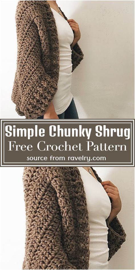 Crochet Cocoon Sweater, Super Bulky Yarn Patterns Crochet, Super Bulky Yarn Patterns, Chunky Wool Crochet, Chunky Cardigan Pattern, Shrug Crochet Pattern, Crochet Vest Outfit, Crochet Shrug Pattern Free, Chunky Yarn Crochet Pattern