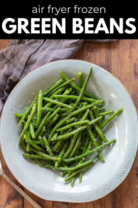 Looking for a simple yet flavorful side dish? Try this easy air fryer green beans recipe! With just a few ingredients and minimal effort, you can enjoy perfectly crispy green beans in no time. Whether you use fresh or frozen green beans, the air fryer will have them cooked to perfection. These crunchy green beans are sure to become a family favorite at any meal. Give this recipe a try and add some healthy greens to your plate today! Air Fryer Frozen Green Beans, Frozen Green Bean Recipes, Cooking Frozen Green Beans, Air Fryer Green Beans, Vegetarian Side Dish Recipes, Freeze Beans, Crispy Green Beans, The Best Air Fryer, Green Beans Recipe