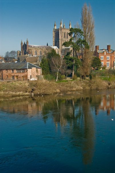 Hereford Cathedral, river view Good views of the cathedral can be had from the riversie. This view is from the bridge across the Wye at St Martins Street Hereford England, Hereford Cathedral, Good Views, River View, Hereford, The Cathedral, St Martin, City House, Old City