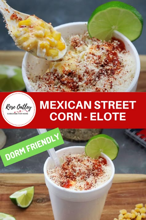 How to make Mexican street corn in a cup also known as elite in a cup.  Super delicious and easy to make.  Dorm friendly and can easily be made in the microwave. Mexican Corn Cup Recipe, Cup Of Corn Mexican, Elotes In A Cup Recipe, Easy Elote In A Cup, Mexican Corn Cup, Mexican Street Corn In A Cup Recipes, Corn In Cup Mexican, Corn In The Cup Mexican, Easy Elote Recipe Cups