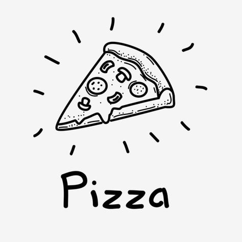 Simple Pizza Drawing, Pizza Sketch Drawing, Pizza Doodle Drawings, Pizza Slice Illustration, Eating Doodle, Pizza Doodles, Pizza Drawings, Pizza Slice Drawing, Pizza Vector Illustration