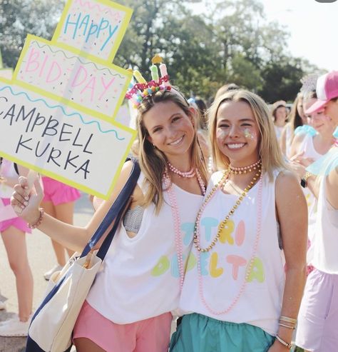 Bid Day Activities Party Games, Birthday Bid Day, Carnival Bid Day Theme, Birthday Bid Day Theme, Birthday Bid Day Theme Sorority, Party Like Its Your Bid Day Theme, Happy Bid Day Theme, Bid Day Signs For New Members, Bid Day Themes Delta Gamma