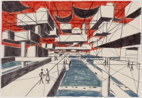 Yona Friedman, Cedric Price, Mobile Architecture, One Point Perspective, Philadelphia Museums, Point Perspective, Film Studies, Architectural Sketch, Philadelphia Museum Of Art