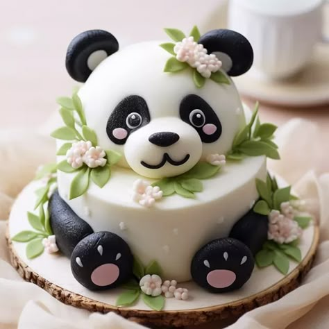 Image Panda Bear Cake Ideas, Panda Cake Birthday, Panda Theme Cake, Panda Cake Ideas, Panda Cake Design, Panda Theme Birthday, Panda Birthday Theme, Panda Bear Cake, Panda Birthday Cake