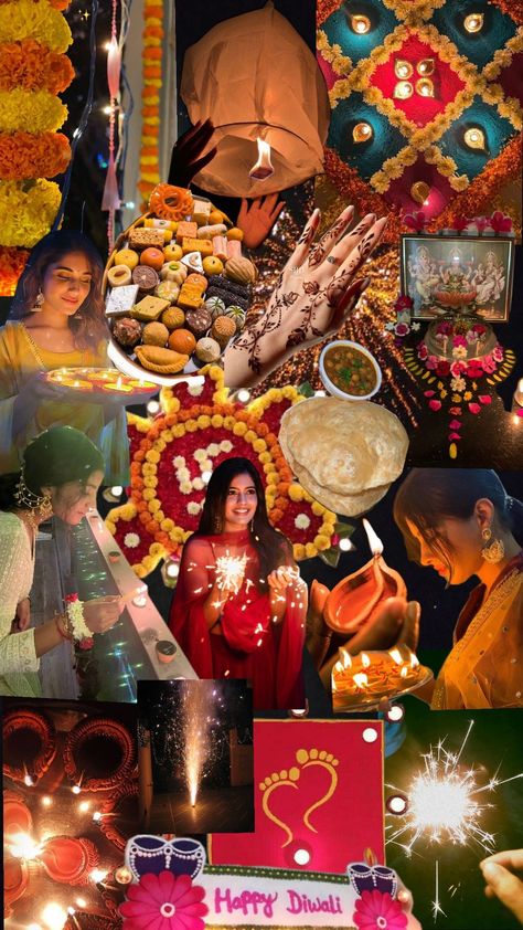 diwali collage pujan rangoli mehndi Puja firecracker dress outfit Diwali Collage, Diwali Aesthetic, Dress Outfit, Diwali, Dress Outfits, Collage