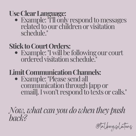 ➡️Setting boundaries with a narcissistic coparent takes consistency, patience, and resilience. Remember: ✨Their reaction doesn’t mean your boundary is wrong. ✨Boundaries are for YOU, not to control them. (Otherwise, that may just be an expectation you’re setting). ❕You deserve peace and stability, even in coparenting. Protect it with firm, consistent boundaries.🤍 Court Order, Setting Boundaries, Co Parenting, You Deserve, Boundaries, Texts, Quick Saves