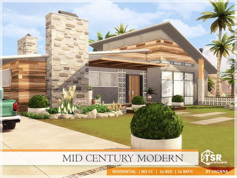 Sims 4 Mid Century Modern, Modern Sims 4 House, Scandinavian Modern House, Japanese Modern House, Sims 4 House, The Sims 4 Lots, Open Floor Plans, Cottage Modern, Unique Floor Plans