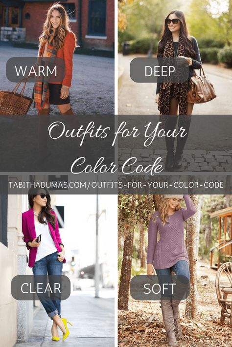 Outfits for your Color Code - Tabitha Dumas Deep Color Code Outfits, Summer Outfit Guide, Lavender Sweater, Over 40 Outfits, Soft Summer Palette, Brunette Color, Spring Color Palette, Seasonal Color Analysis, Green Scarf