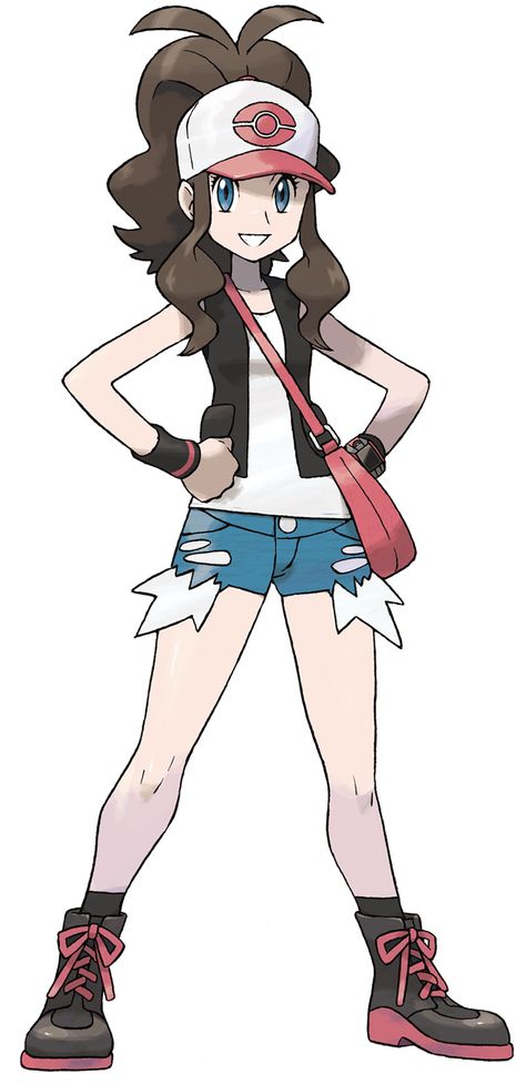 Main Character Female Art - Pokémon Black and White Art Gallery Pokemon Hilda, Pokemon Trainer Outfits, Female Pokemon Trainers, Pokemon Facts, Pokémon Gold And Silver, Pokémon White, Pokemon Official, Pokemon Champions, Oc Pokemon