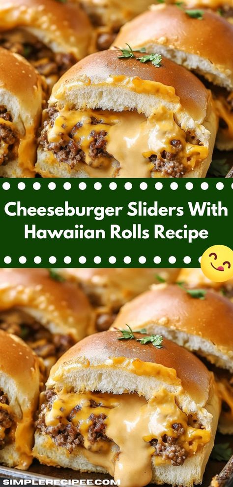 Enjoy the tasty combination of juicy cheeseburgers and soft Hawaiian rolls in these sliders. Perfectly sized for snacking, they’re a crowd-pleaser that everyone will love at your next event. Sliders Recipes Hawaiian Rolls Easy, Dinner Ideas For Parties, Quick Dinner Ideas For Two, Dinner Ideas Fun, Sliders With Hawaiian Rolls, Hawaiian Rolls Recipe, Easy Cheeseburger Sliders, Family Dinner Ideas Healthy, Fresh Dinner Ideas