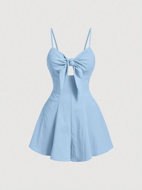 Colours For Dresses, Sunny Clothes, Baby Blue Summer Dress, Cute Blue Spaghetti Strap Dress, Blue Clothing, Baby Blue Outfits For Women, Dress Inspo, Light Blue Clothes, Cute Blue Outfits