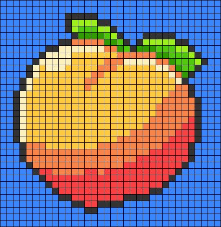 Alpha pattern #146285 | BraceletBook Peach Alpha Pattern, Peach Cross Stitch Pattern, Fruit Alpha Pattern, Pixel Fruit, Food Pixel Art, Pixel Food, Fruit Crochet, Blouse Free Pattern, Crochet Grid