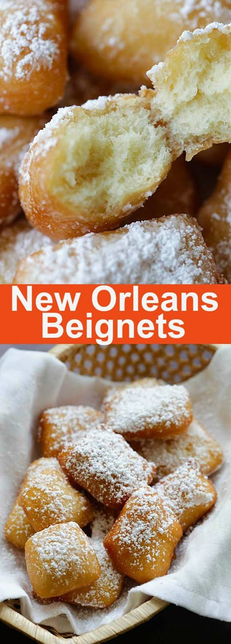 Soft, pillowy and the best New Orleans beignets recipe ever. This recipe is fail-proof, anyone can make it | rasamalaysia.com New Orleans Beignets Recipe, New Orleans Beignets, Desserts Nutella, Beignet Recipe, Diy Easy Recipes, Dessert Party, Oreo Dessert, Donut Recipes, Beignets