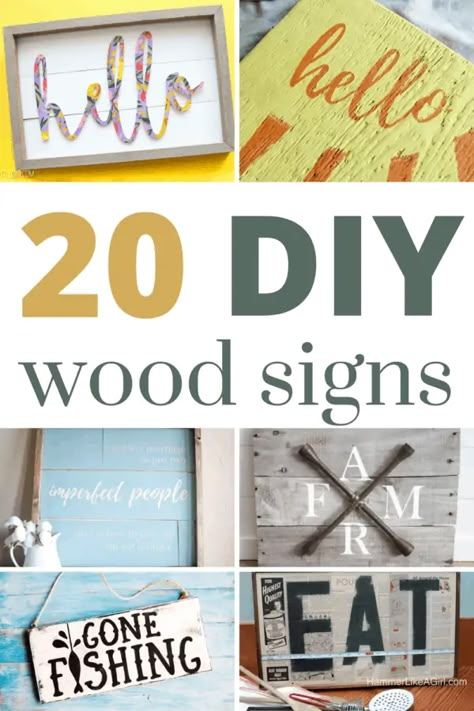 Looking for a cheap and easy way to decorate your walls Make your own wood sign! You'll love these 20+ wooden sign ideas to inspire you. Diy Pallet Signs Easy, Wooden Sign Sayings Ideas, Homemade Signs Wood Easy Diy, Painted Signs On Wood Ideas, Wood Sign Ideas, Diy Wooden Signs, Homemade Wood Signs, Wood Craft Ideas, Diy Wood Sign