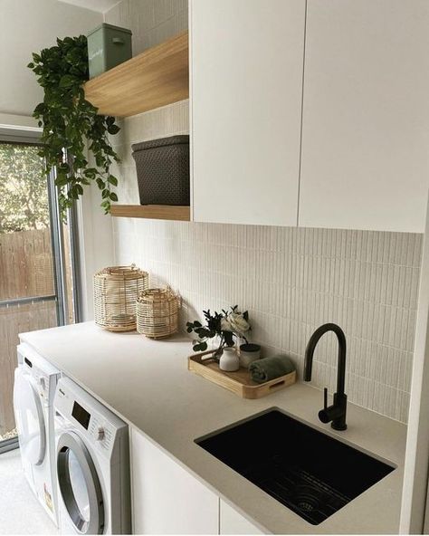 Laundry Inspiration, Simple Laundry, Laundry Room Renovation, Laundry Mud Room, New Builds, Wabi Sabi, Laundry Room, Simple Style, Kitchen Cabinets