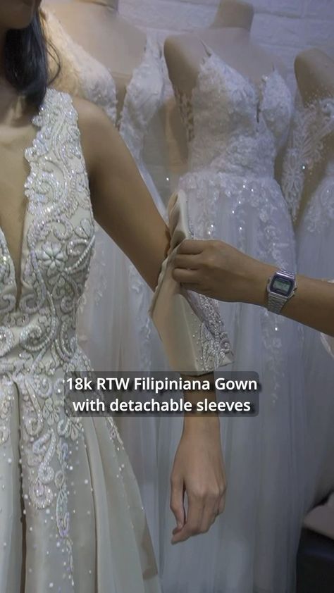 Filipiniana Wedding, Filipiniana Dress, Champagne Color, Champagne, Wedding Gowns, Color