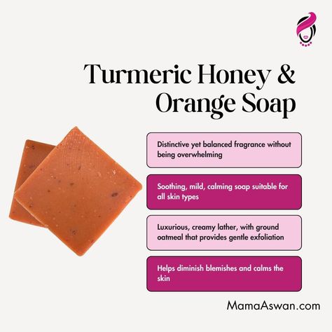 Crafted with a blend of exotic turmeric, sweet honey, and zesty oranges, this multi-layered fragrance captivates the senses. Enriched with ground oatmeal flakes, this soap is ideal for cleansing hands or body, while nourishing olive and coconut oils rehydrate the skin. #turmericsoap #skincare #turmeric #turmericbenefits #naturalskincare #soap #skincareroutine #smallbusiness #sheabutter #soapmaking #handmadesoap #naturalsoap #blackownedbusiness #organicskincare #explorepage #turmericmask #tur... Turmeric Mask, Turmeric And Honey, Orange Soap, Turmeric Soap, Turmeric Benefits, The Senses, Gentle Exfoliator, Natural Soap, Handmade Soap