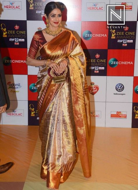 Sri Devi Saree, Rekha Saree, Actress Sridevi, Kanchivaram Silk Saree, Kanchipuram Pattu Sarees, Sri Devi, Bridal Sarees South Indian, Indian Bridal Sarees, Silk Saree Kanchipuram