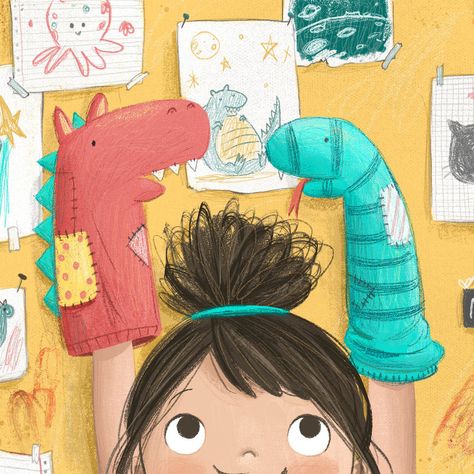 Lucy Fleming — The Bright Agency Sewing Socks, Colourful Illustration, الفن الرقمي, Illustration Art Kids, Sock Puppets, Books Illustration, Picture Books Illustration, Kids Illustration, Book Illustration Art