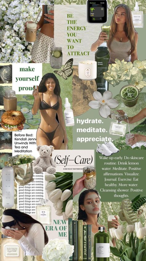 #cleangirlaesthetic #cleangirl #influencer #green #sagegreen #wallpaper #motivationalwallpaper #motivation #aesthetic #selfcare Aesthetic Selfcare, Motivation Aesthetic, Vision Board Images, Mean Green, Vision Board Manifestation, Soft Girl Aesthetic, Motivational Wallpaper, The Ugly Truth, Healthy Lifestyle Motivation