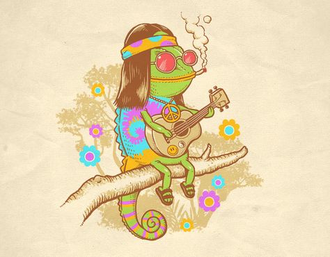 Hippie Chameleon | (ben chen) | Flickr Paz Hippie, Hippie Drawing, Hippy Art, Trippy Drawings, Hippie Aesthetic, Theme Tattoo, Hippie Painting, Hippie Peace, Estilo Hippie