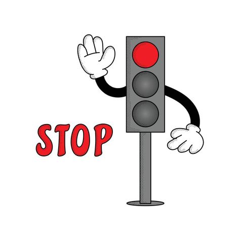 Retro Cartoon, Stop Sign, Traffic Signs, Retro Cartoons, Traffic Light, Red Light, Cartoon Character, Classroom Management, Light Red