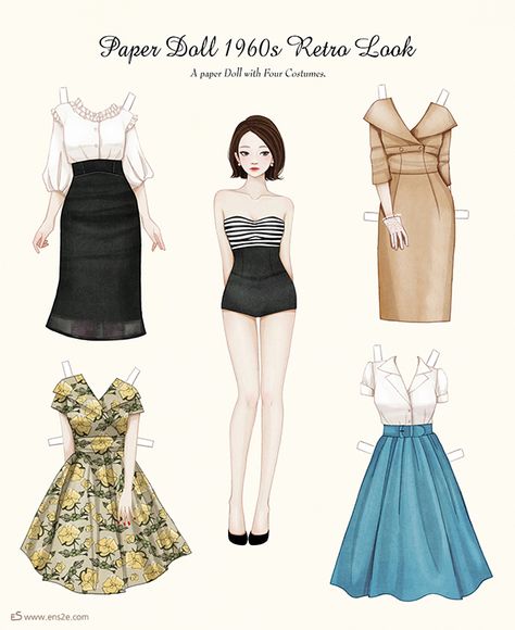 Paper Doll on Behance Modele Pixel Art, Paper Dolls Clothing, Paper Doll Dress, Paper Dolls Printable, Dress Up Dolls, Vintage Paper Dolls, Paper Toys, Paper Doll, Printable Paper