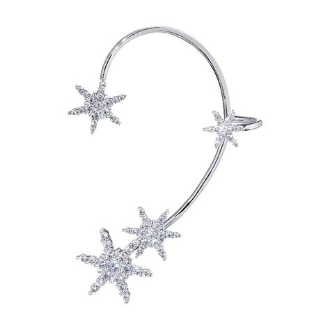 ManRiver Ear Cuff Earring for Women - Snowflake Stars Full Rhinestone Studded Earring Cuff Gifts for Friend, Sisters (Left Ear, Adjust) Ear Cuff Women, Ear Wrap Earrings, Rhinestone Ear Cuff, Ear Curation, Fake Earrings, Star Crystal, Cartilage Jewelry, Piercing Cartilage, Gifts For Friend