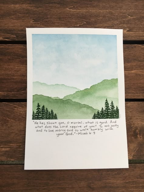 Easy Watercolor Postcards, Christian Watercolor Paintings Easy, Bible Verse Watercolor Art, Watercolor Christian Art, Watercolor Art Easy Simple, Watercolor Bible Verses Art, Watercolor Postcards Ideas, Simple Water Coloring Ideas, Watercolour Inspiration Simple