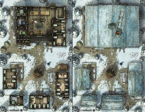 Click the link to download & find out more. #tomcartos #battlemap #map #ttrpg #dnd #rpg #pathfinder #dungeons #dragons #5e #d&d #free #fantasy #christmas #cabins #winter #snow #forest #elves #santa Christmas Cabins, Cartographers Guild, Fantasy Town, Tabletop Rpg Maps, Fantasy Maps, Dungeon Maps, Winter Cabin, D D Maps, Fantasy Map